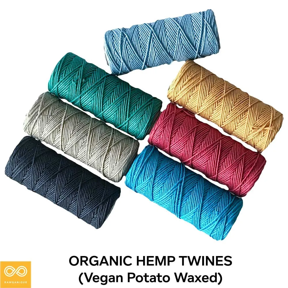 20# Waxed Edition 100% Organic Hemp Twine 200ft (Polished) (Dyed)