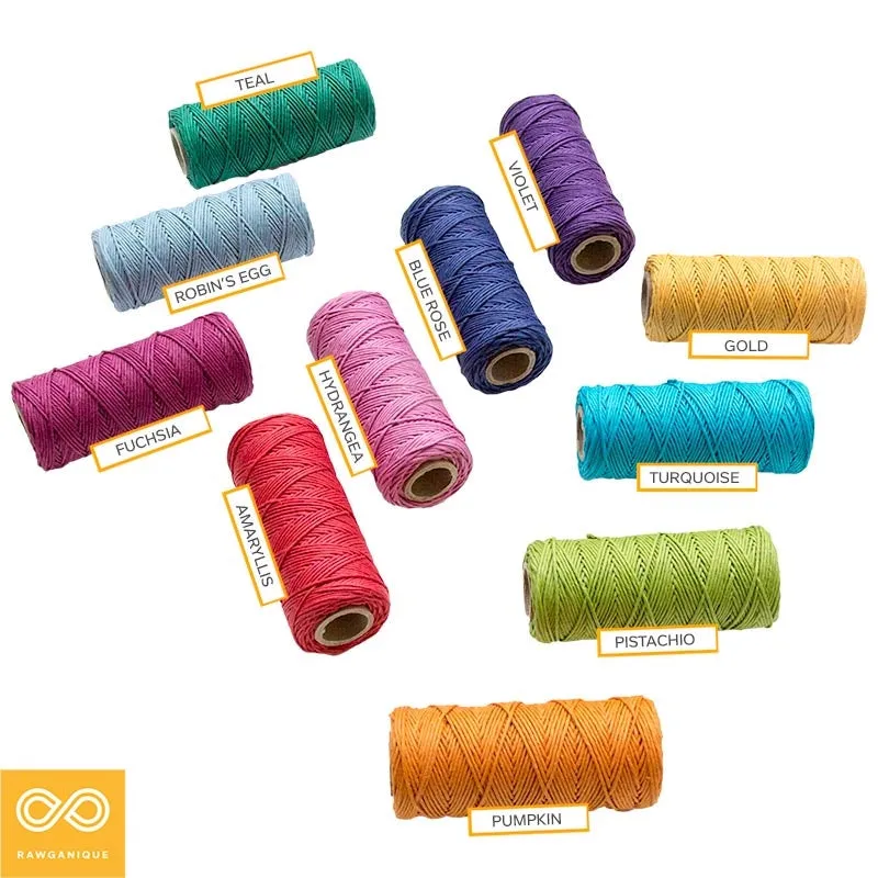 20# Waxed Edition 100% Organic Hemp Twine 200ft (Polished) (Dyed)