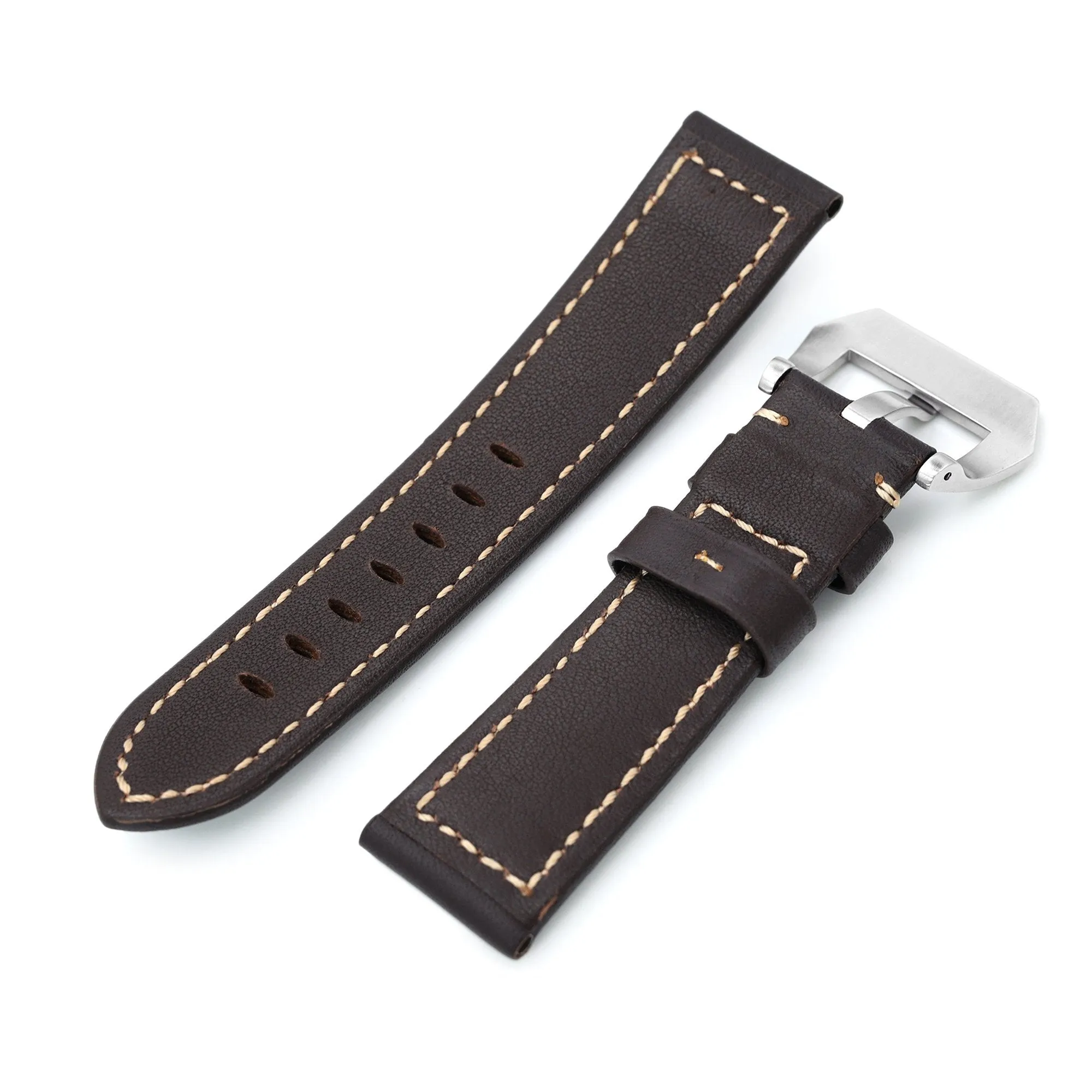 22mm Dark Brown Semi-matte Tapered Strap, Brushed