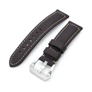 22mm Dark Brown Semi-matte Tapered Strap, Brushed