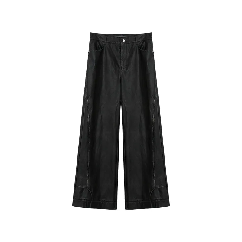 【24s March.】Deconstructed Three-dimensional Black Leather Pants