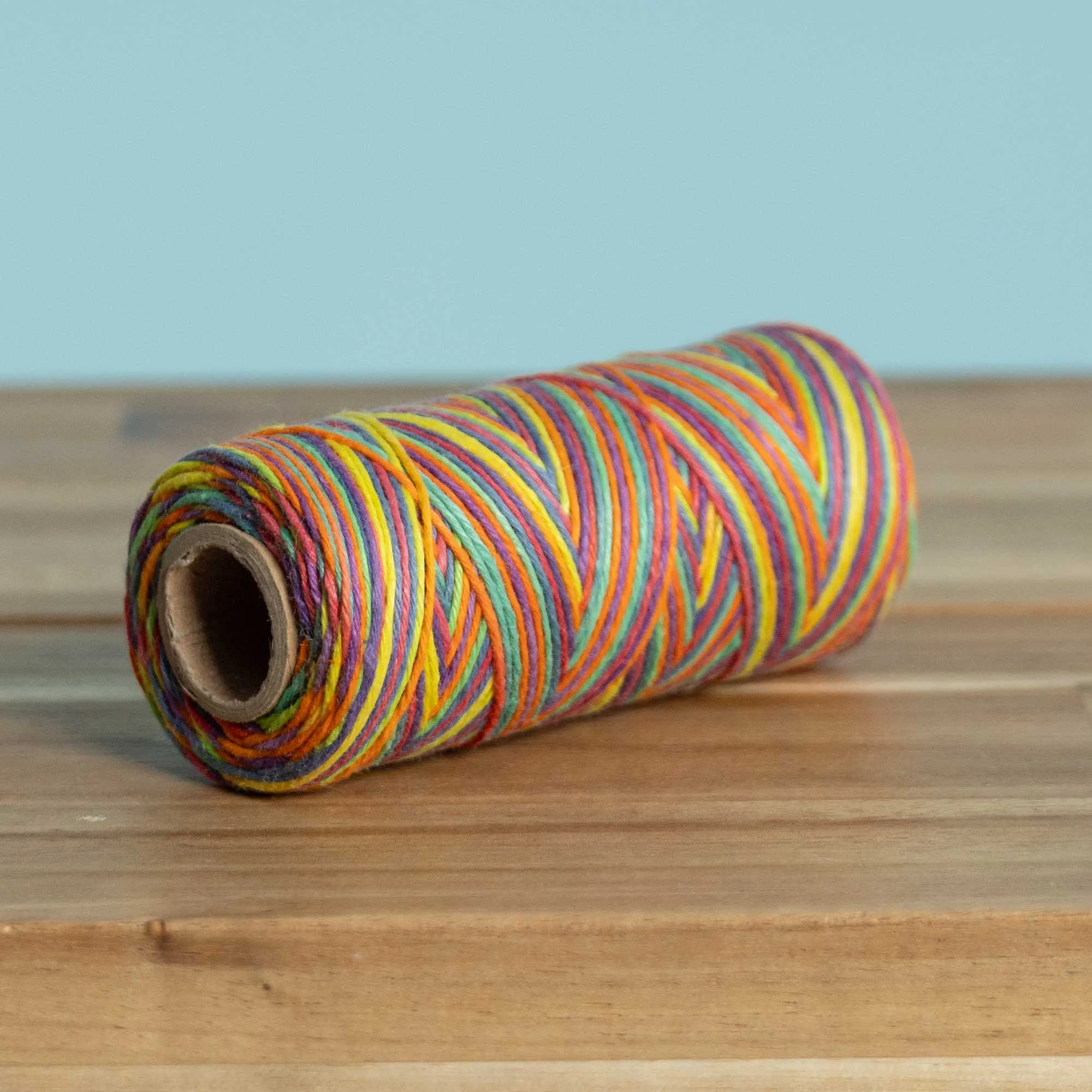 6-Strand Unwaxed Dyed Rainbow Organic Hemp Twine