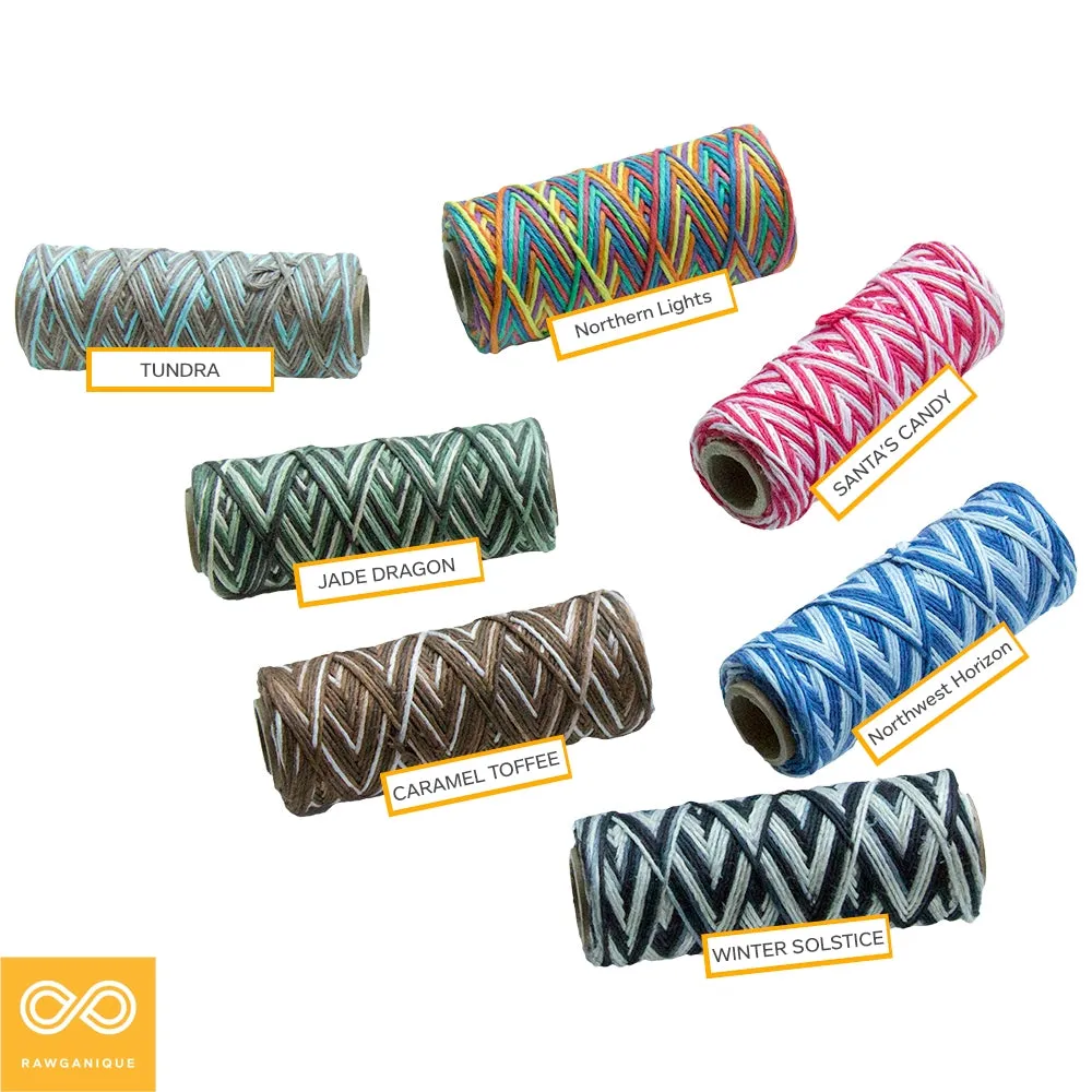 6-Strand Unwaxed Dyed Rainbow Organic Hemp Twine