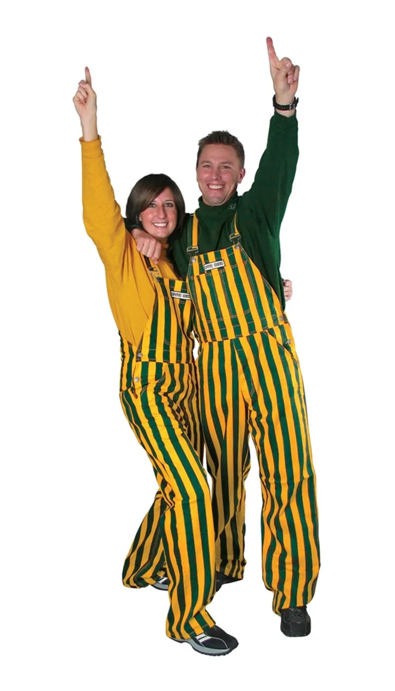 Adult Green & Yellow Striped Game Bibs Overalls