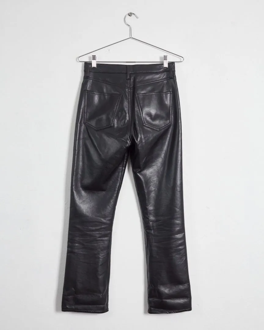 Agolde '90s pinch waist' leather-blend straight leg pants, black, 6-8