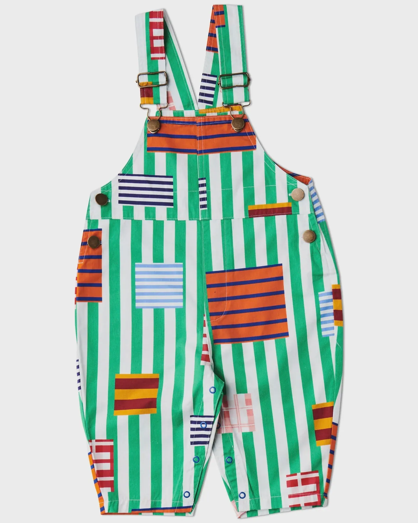 Baby Overalls - Stripe On Stripe Cotton Drill