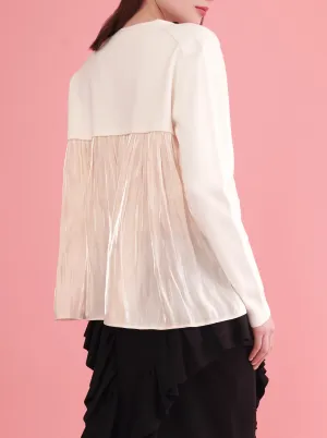 BACK PLEAT CARDIGAN, CREAM