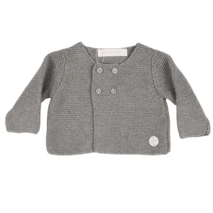 Boys Grey Cotton Knit Cardigan