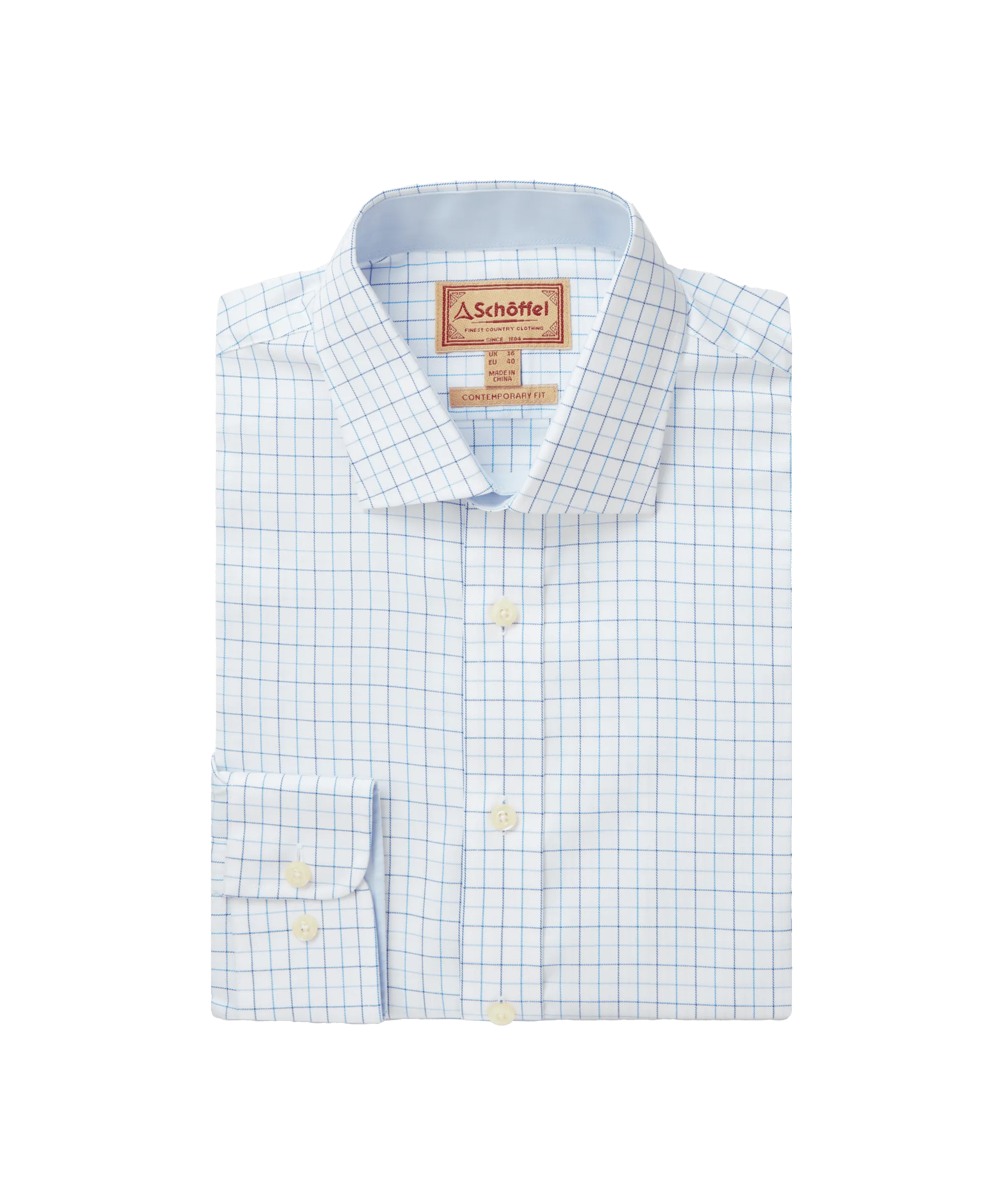 Buckden Tailored Shirt - Light Blue Check