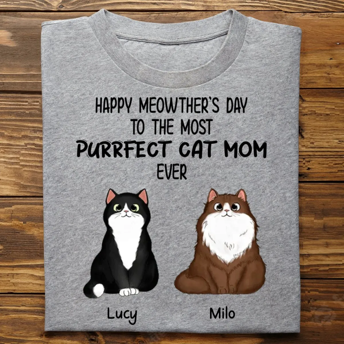 Cat Lovers - Purrfect Cat Mom - Personalized T-shirt (LL)