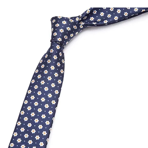 Classy Men Blue Daisy Skinny Tie