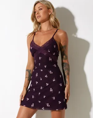 Coline Mini Dress in Plum Daisy Embro