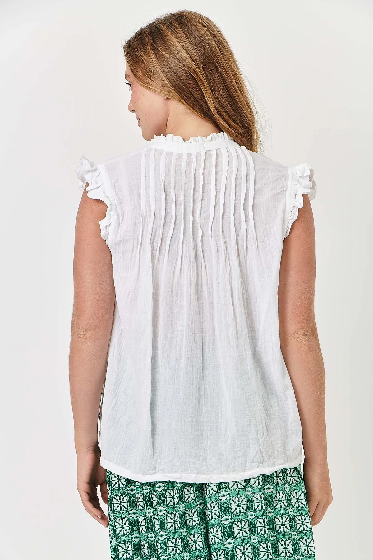 Cotton Sleeveless Top in White