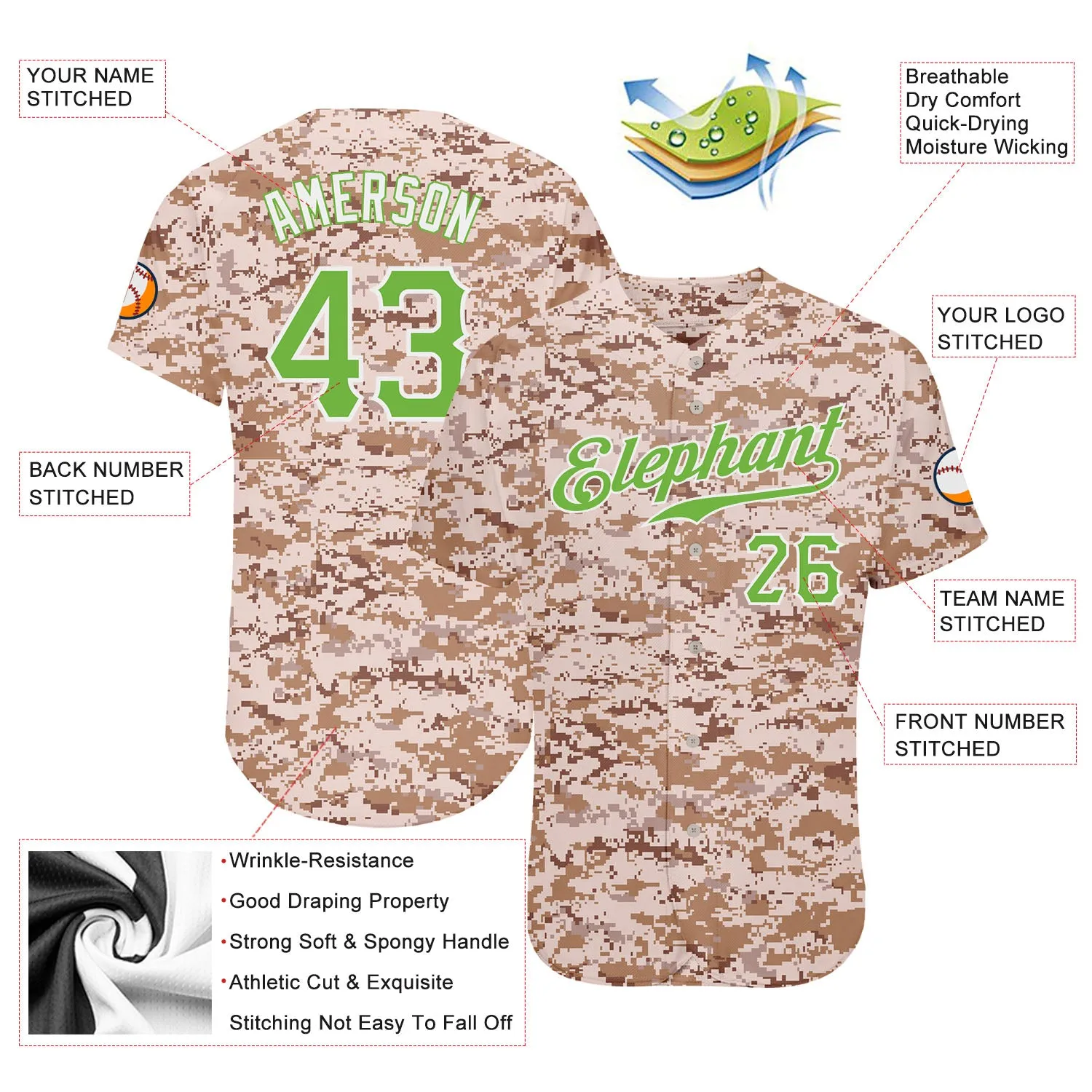 Custom Camo Neon Green-White Authentic Salute To Service Baseball Jersey