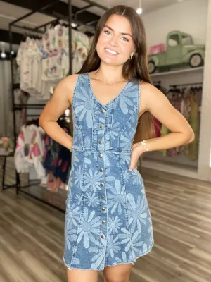 Daisy Denim Print Dress