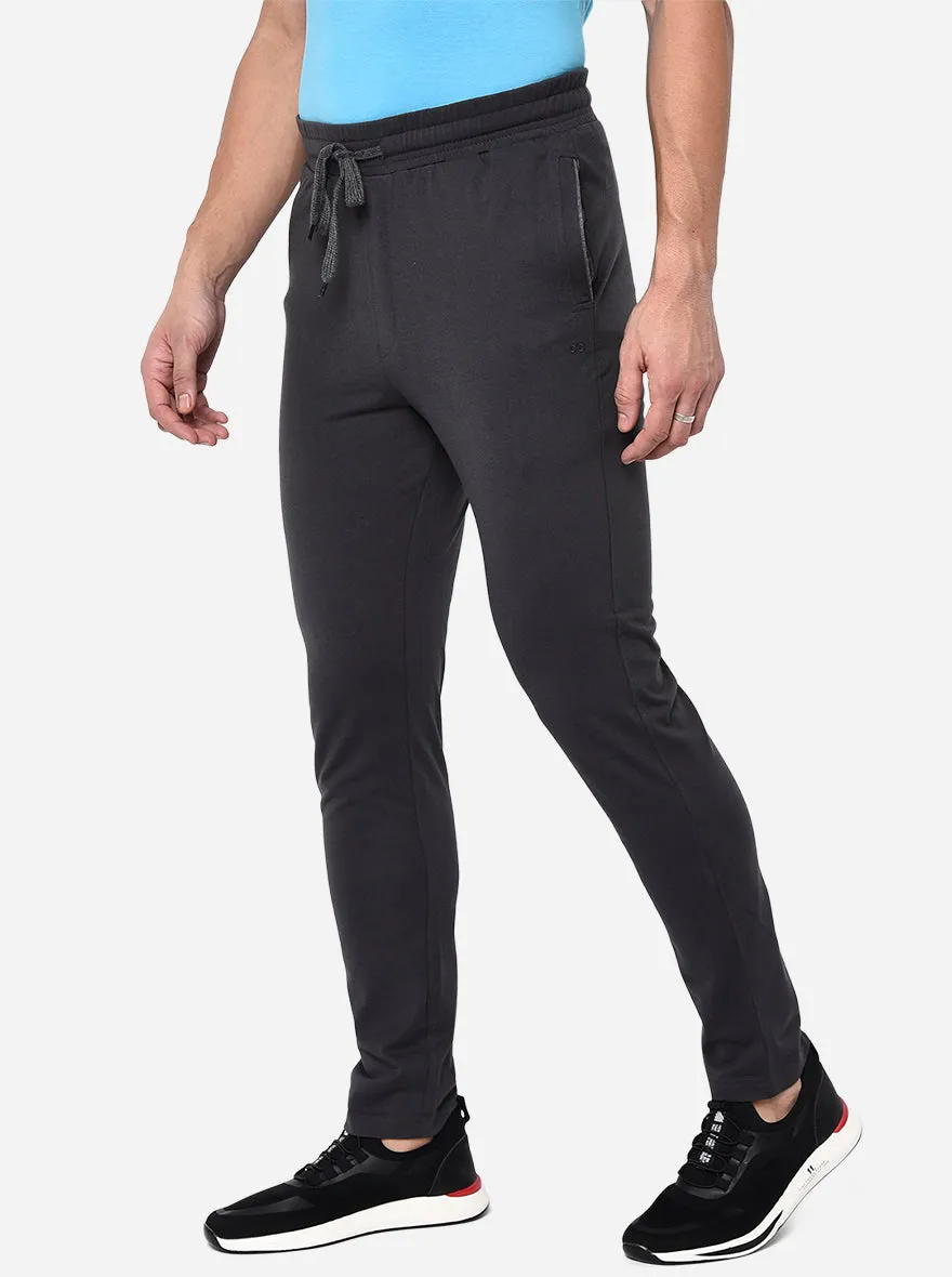 Dark Grey Solid Regular Fit Track Pant | JadeBlue