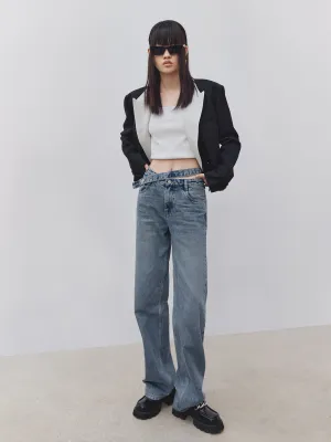 Deconstructed Straight Jeans