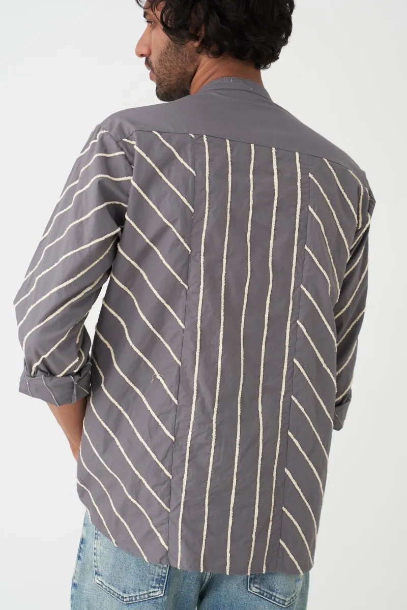 Diagonal EMB. Shirt - Grey