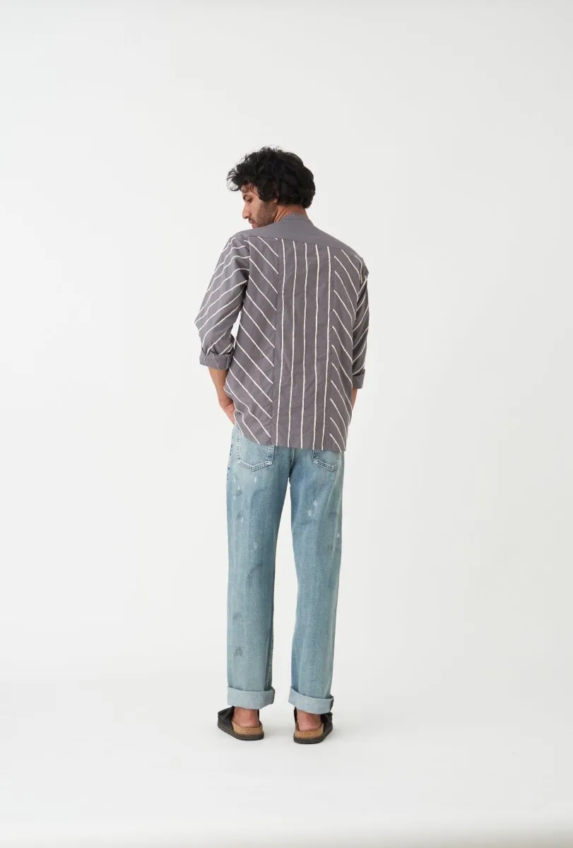 Diagonal EMB. Shirt - Grey