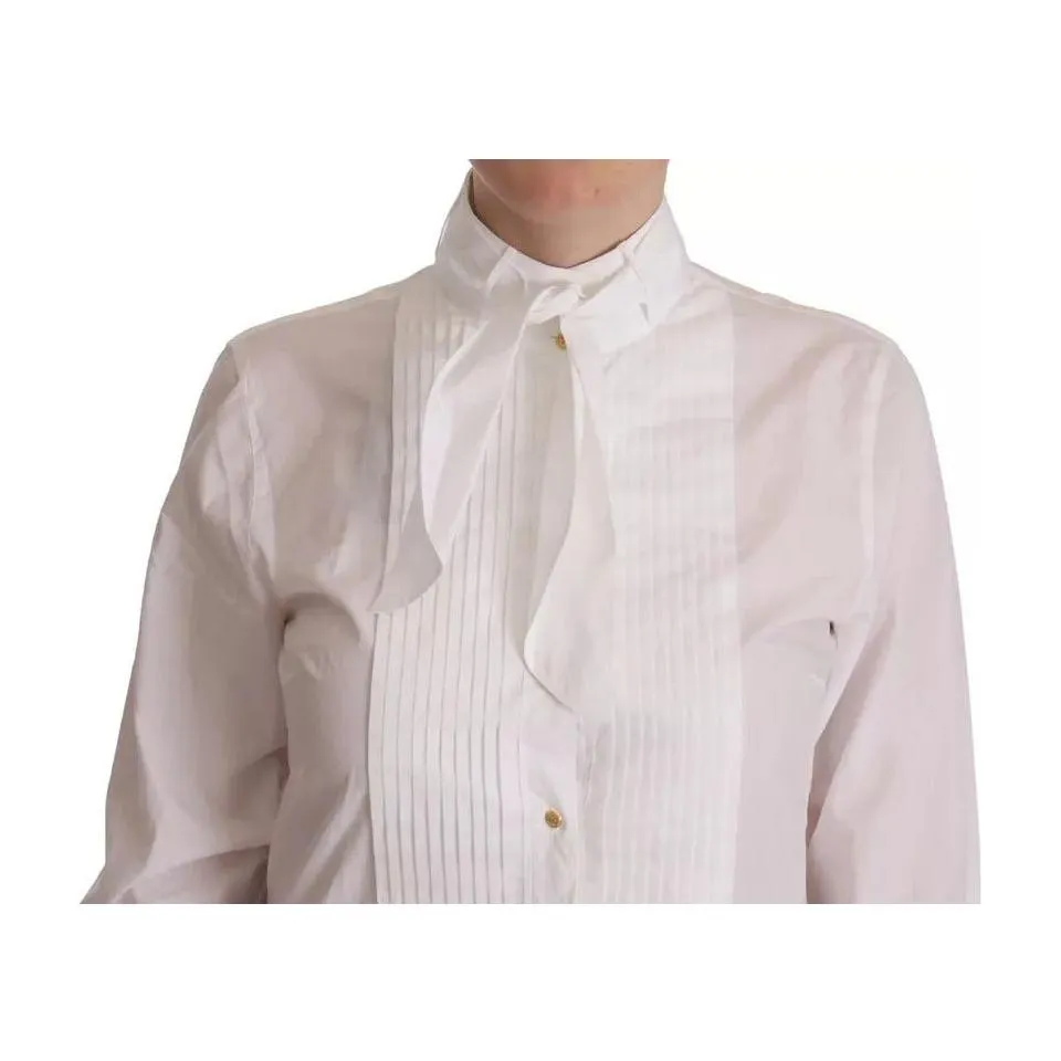 Dolce & Gabbana White Cotton Collared Long Sleeves Formal Shirt Top