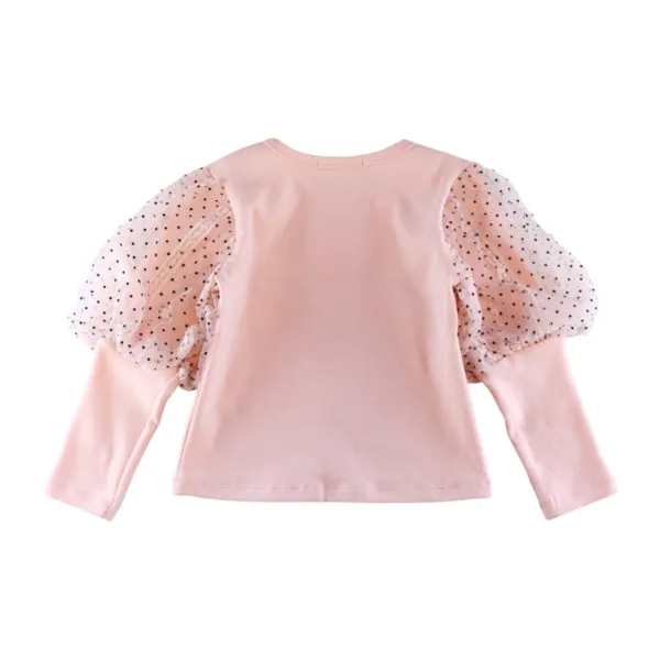 Dot Mesh Slv Top - Pink