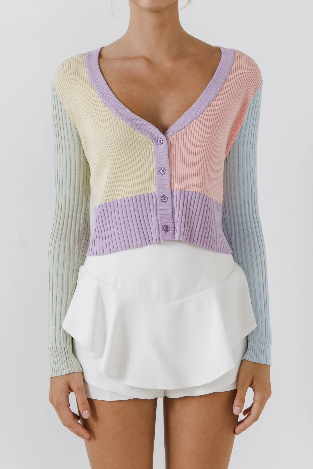 English Factory - Color Blocked Knit Cardigan