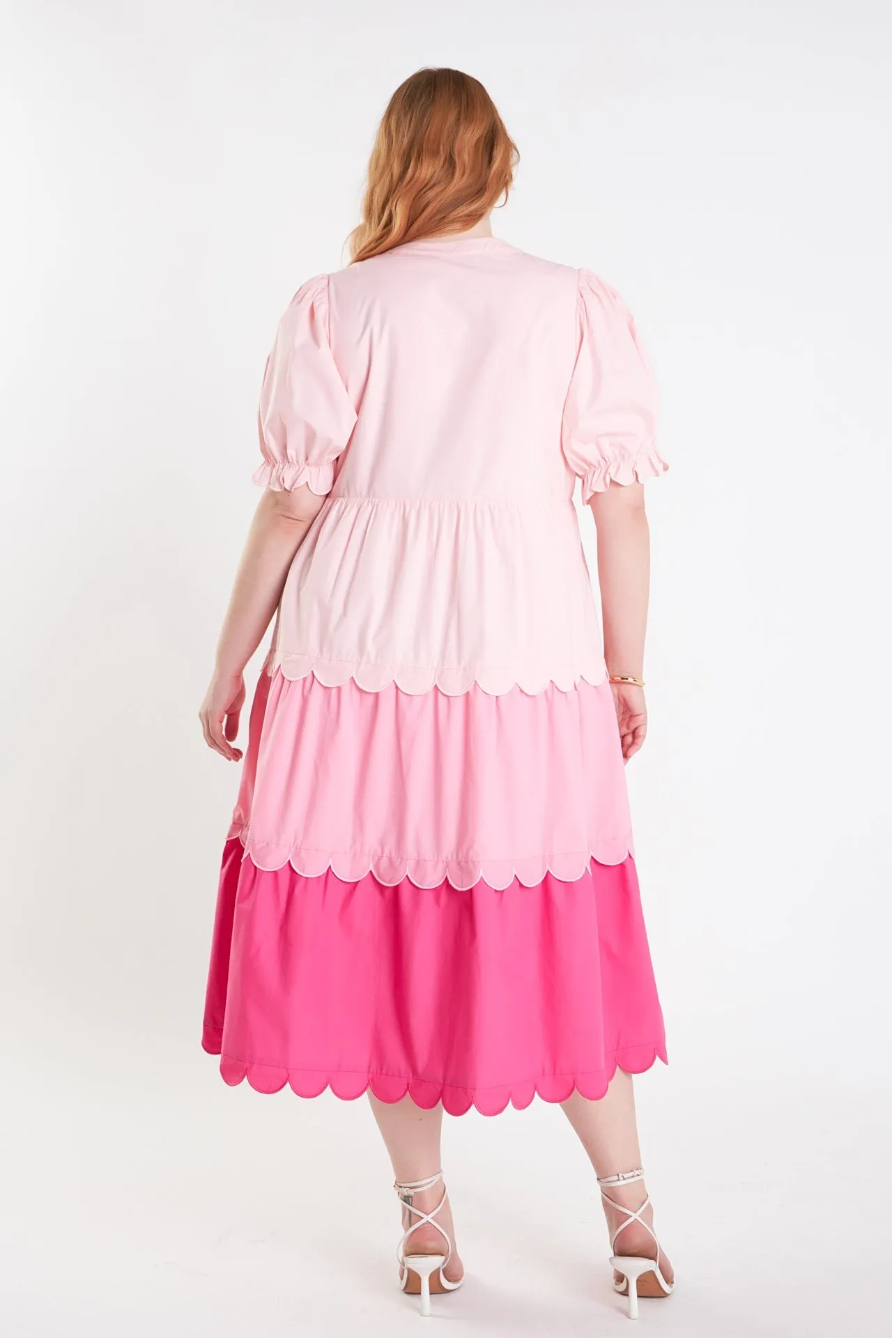 English Factory - Plus Size Colorblock Scallop Dress