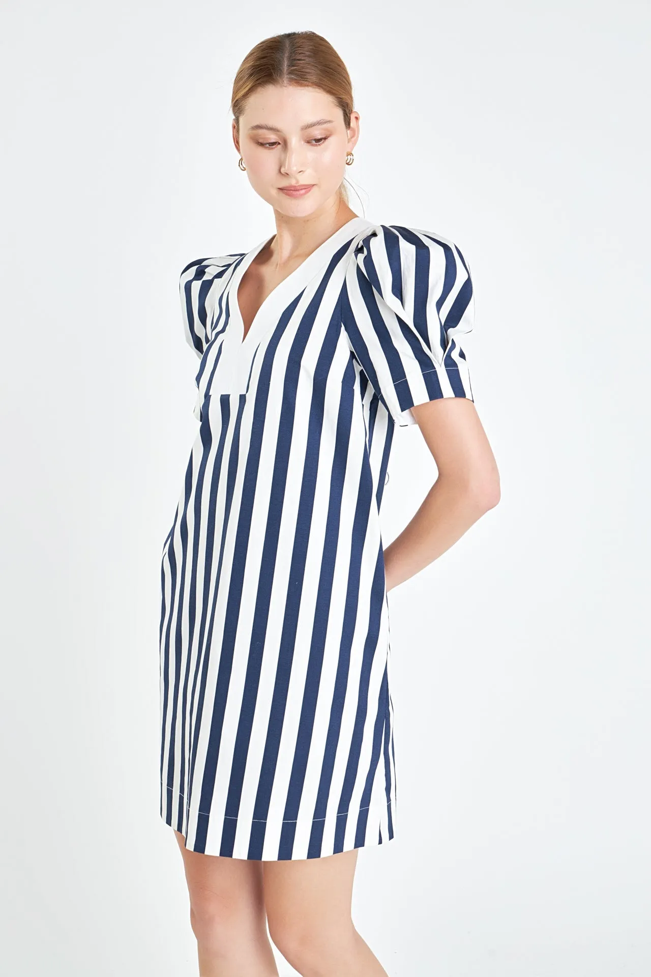 English Factory - V-neck Puffy Sleeves Dress