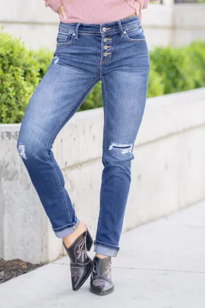 Eternity Mid Rise Cuffed Skinny Straight Leg