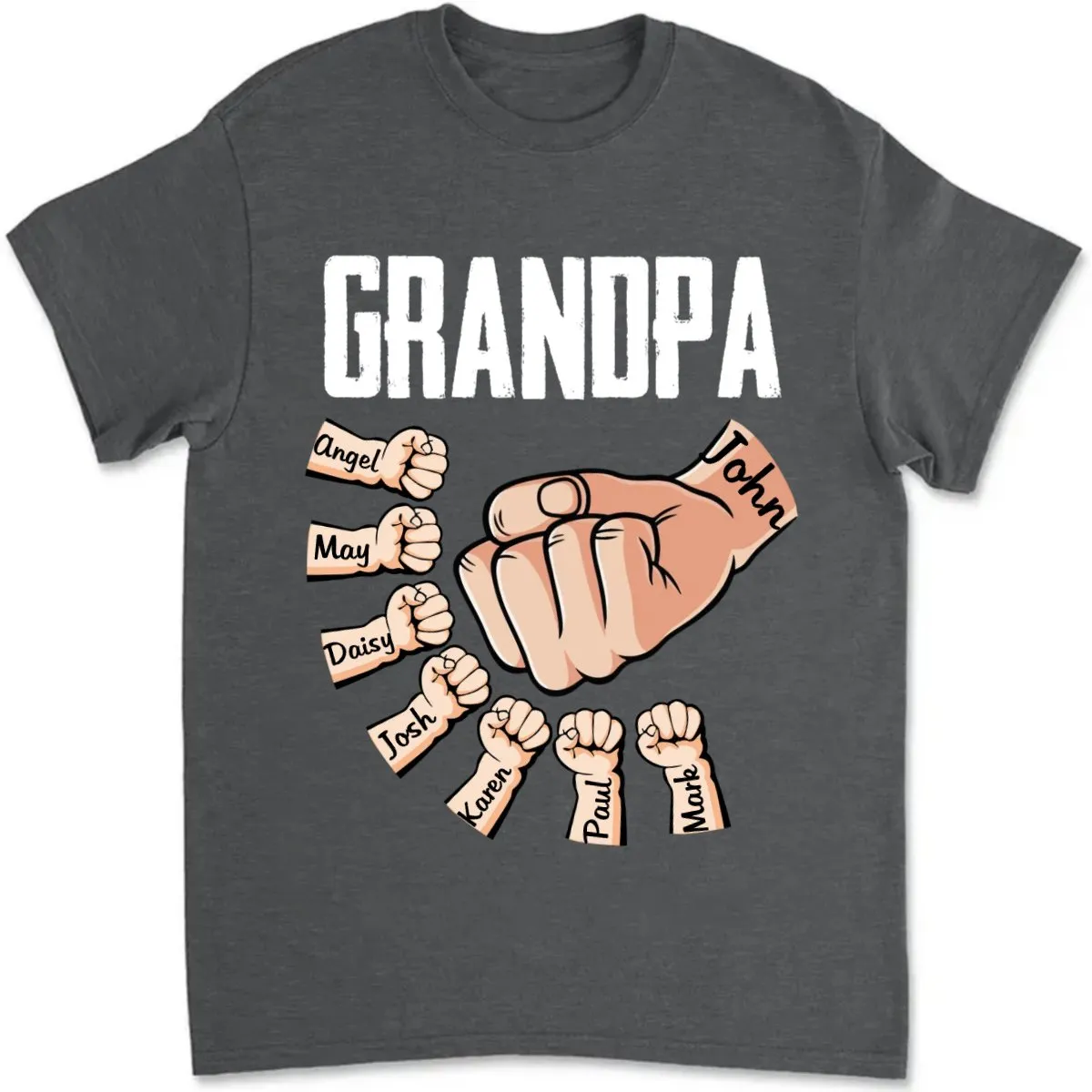 Father's Day - Dad With Kids Hand To Hand V2 - Personalized Unisex T-shirt