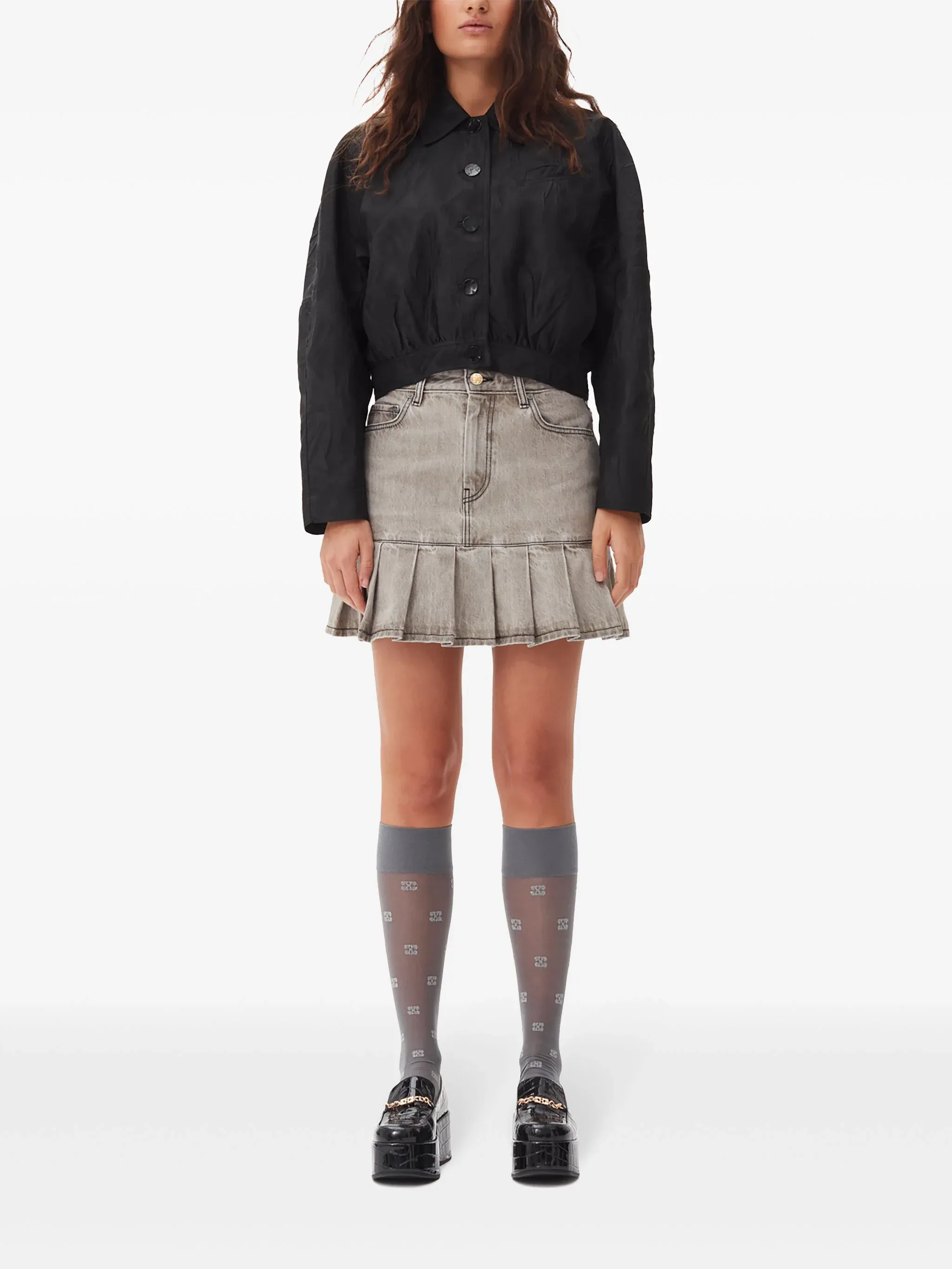 Future Denim Pleated Mini Skirt