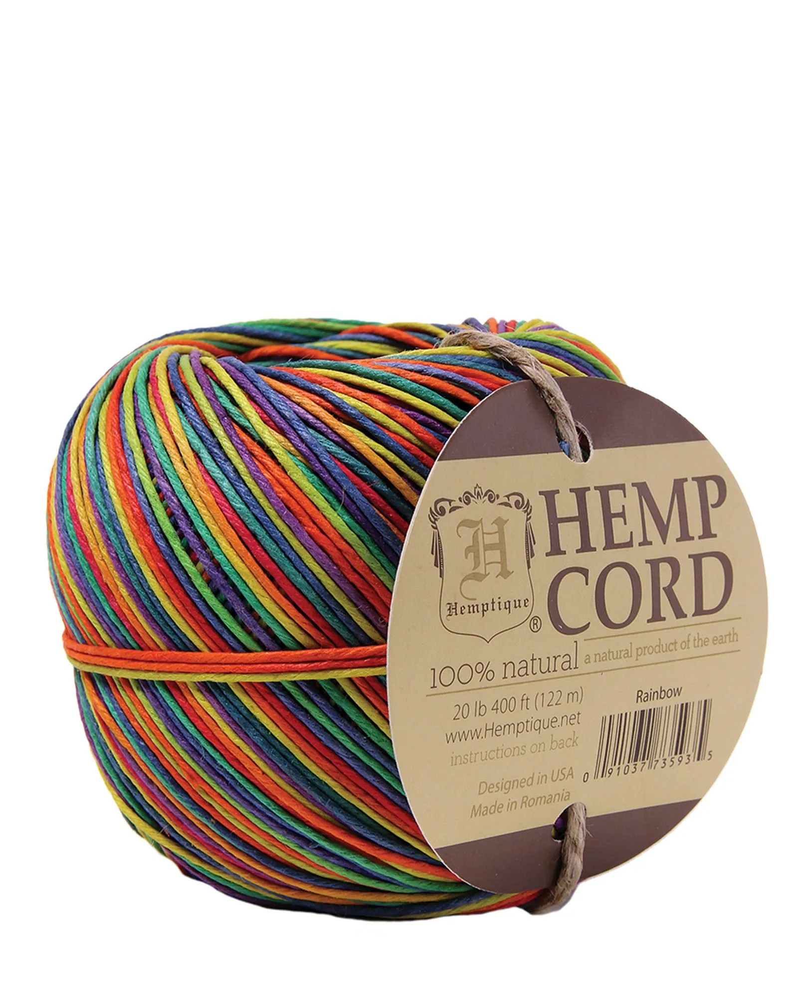 Hemptique #20 Variegated Hemp Cord Ball 100G 400FT - Rainbow