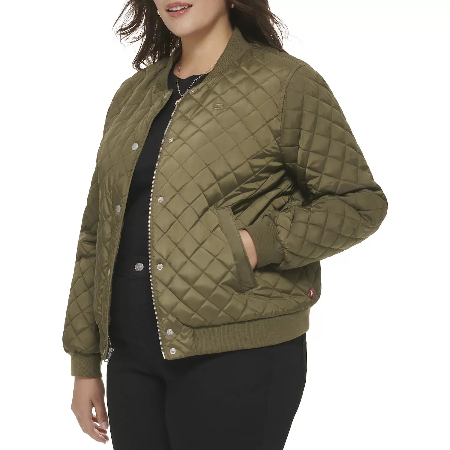 Levi's Plus Size Sherpa Quilted Bomber Jacket with Diamonds Levi's