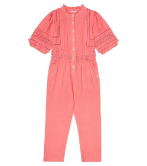 Linen jumpsuit with embroidery Tartine et Chocolat, pink