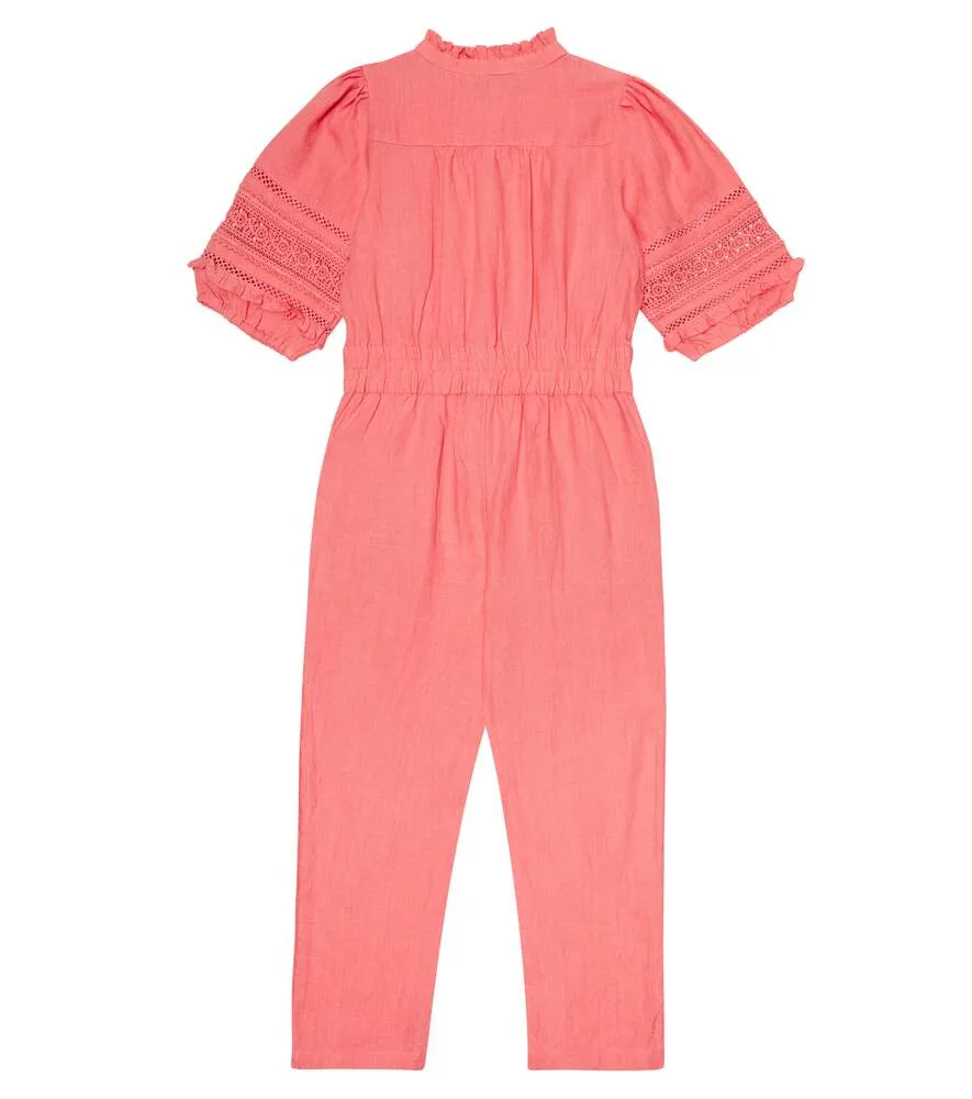 Linen jumpsuit with embroidery Tartine et Chocolat, pink