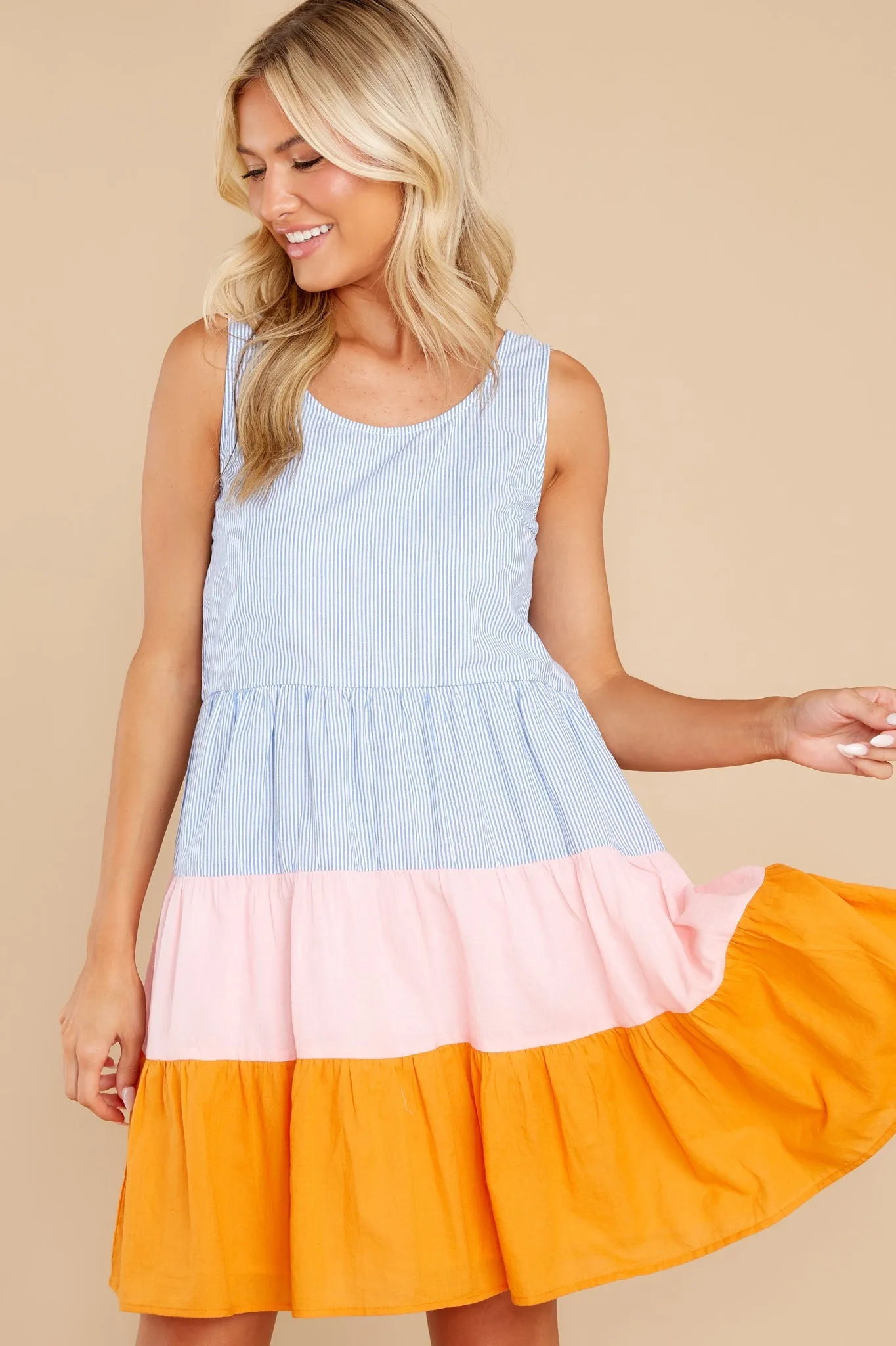 Lines In The Sand Blue Multi Striped Dress