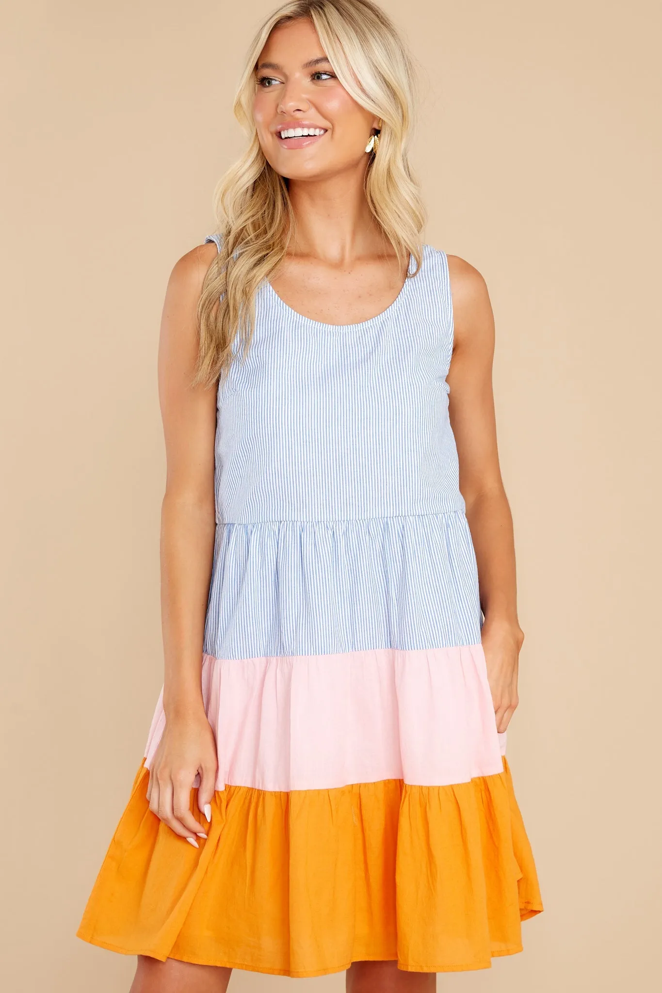 Lines In The Sand Blue Multi Striped Dress