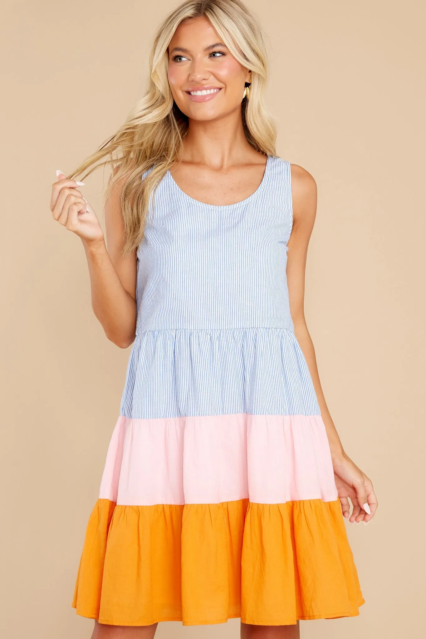 Lines In The Sand Blue Multi Striped Dress