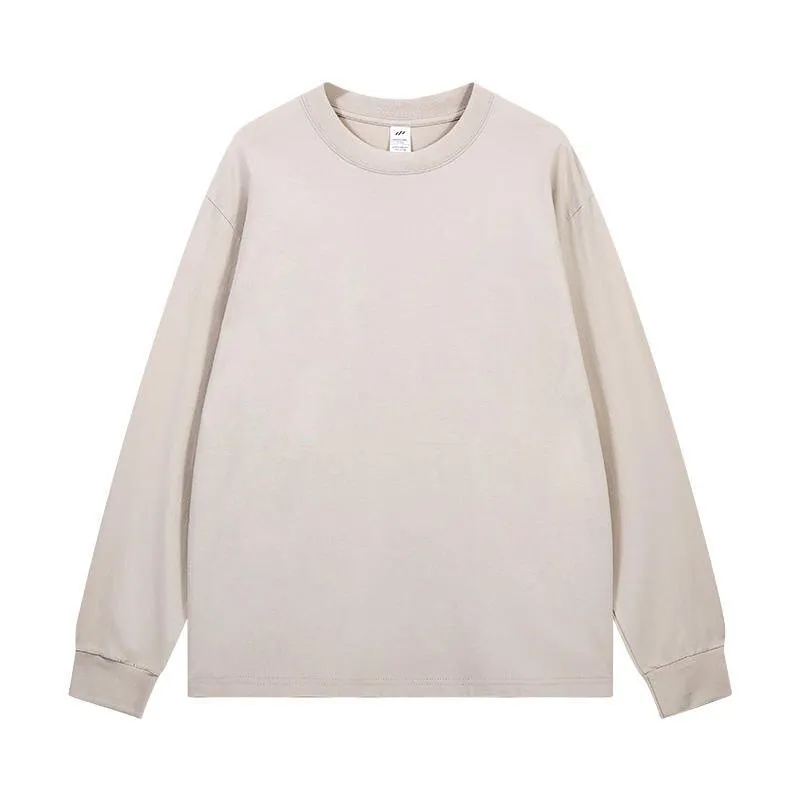 Long Sleeve T-shirt - Solid Color - Round Neck Tee