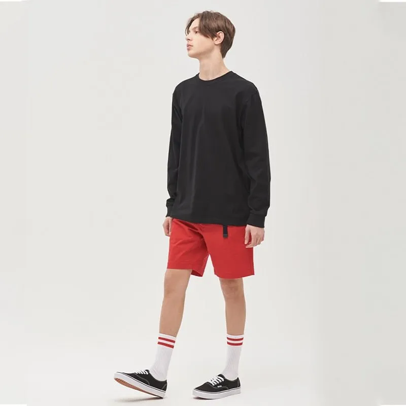 Long Sleeve T-shirt - Solid Color - Round Neck Tee