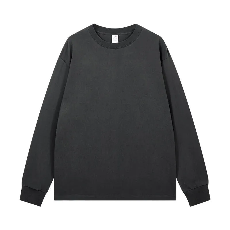 Long Sleeve T-shirt - Solid Color - Round Neck Tee