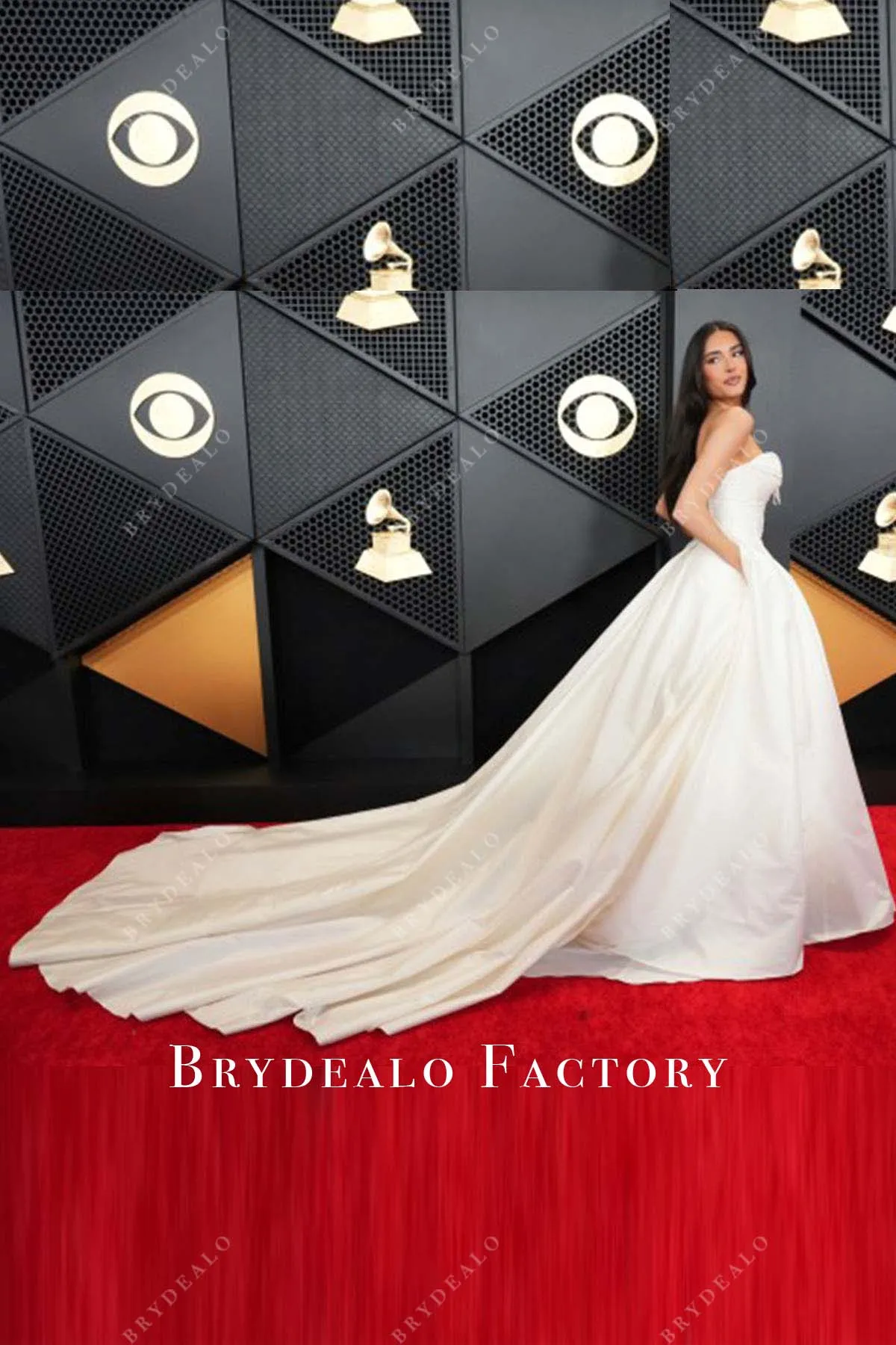 Madison Beer White A-Line 2024 Grammys Red Carpet Dress