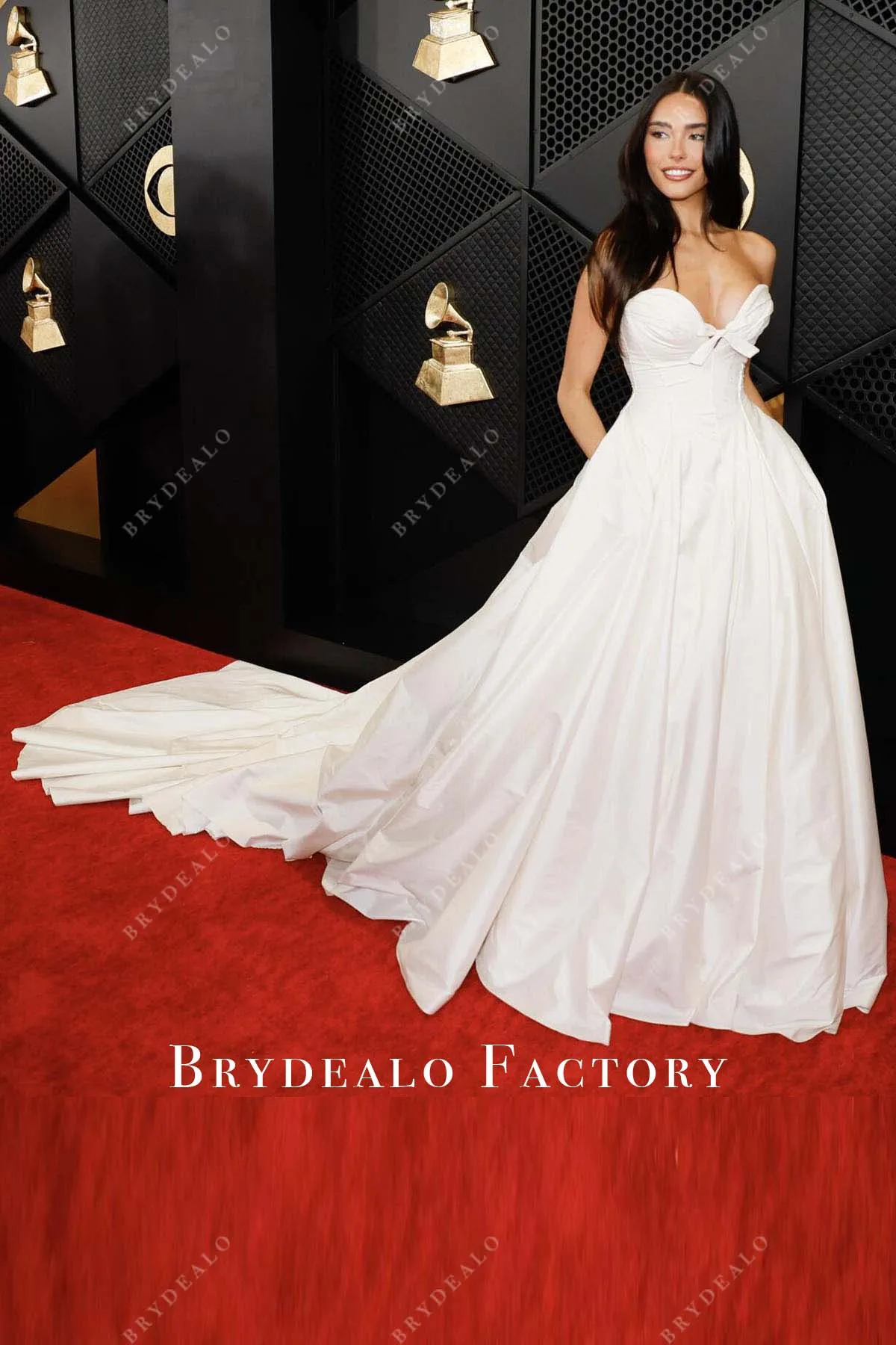 Madison Beer White A-Line 2024 Grammys Red Carpet Dress