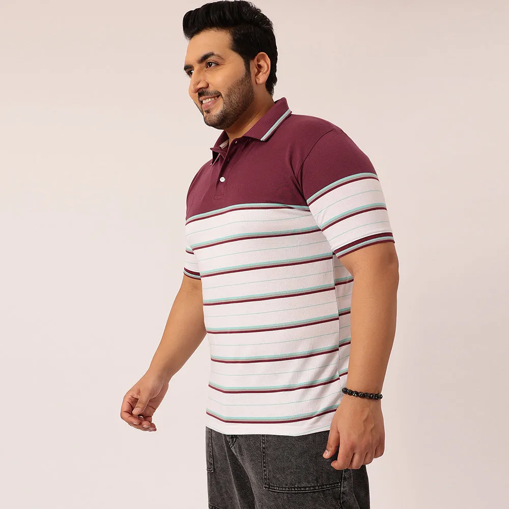 Maroon Stripe Polo T-shirt