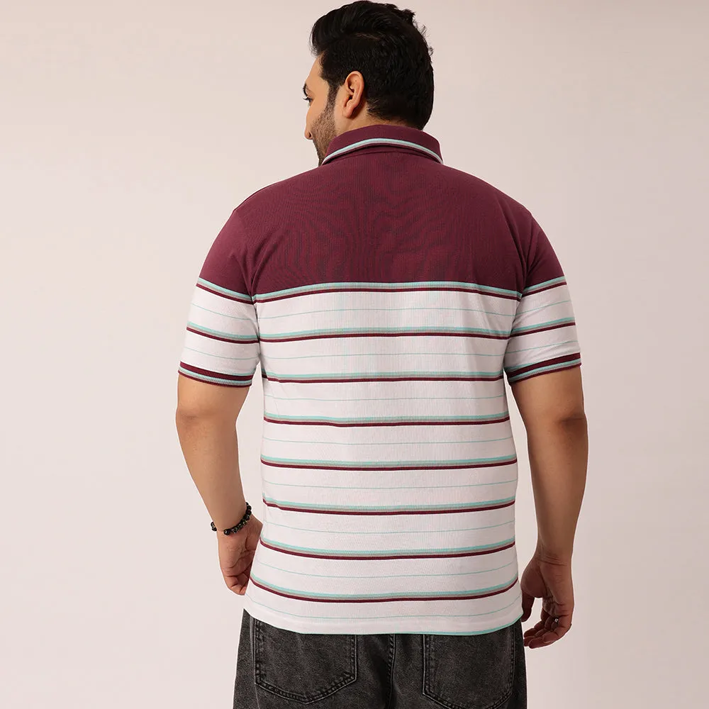 Maroon Stripe Polo T-shirt