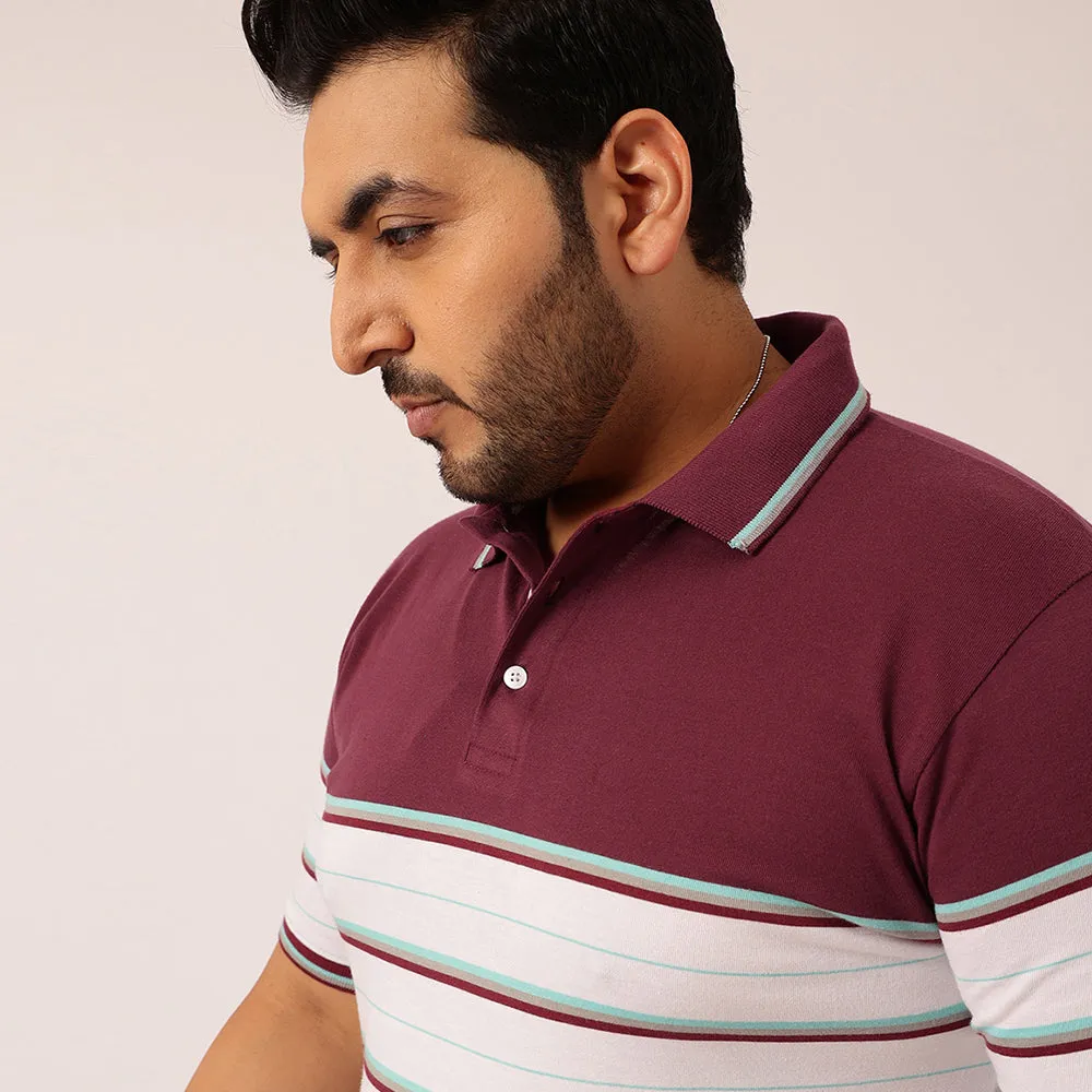 Maroon Stripe Polo T-shirt