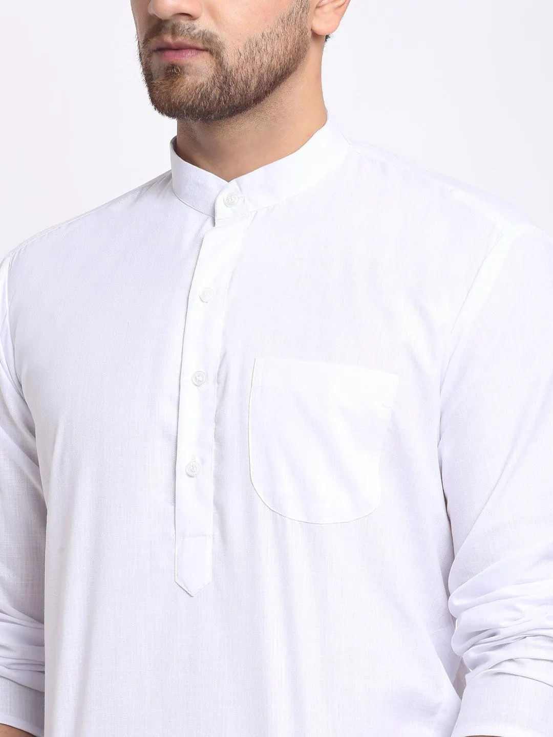 Men's White Solid Kurta With Salwar - Benstoke