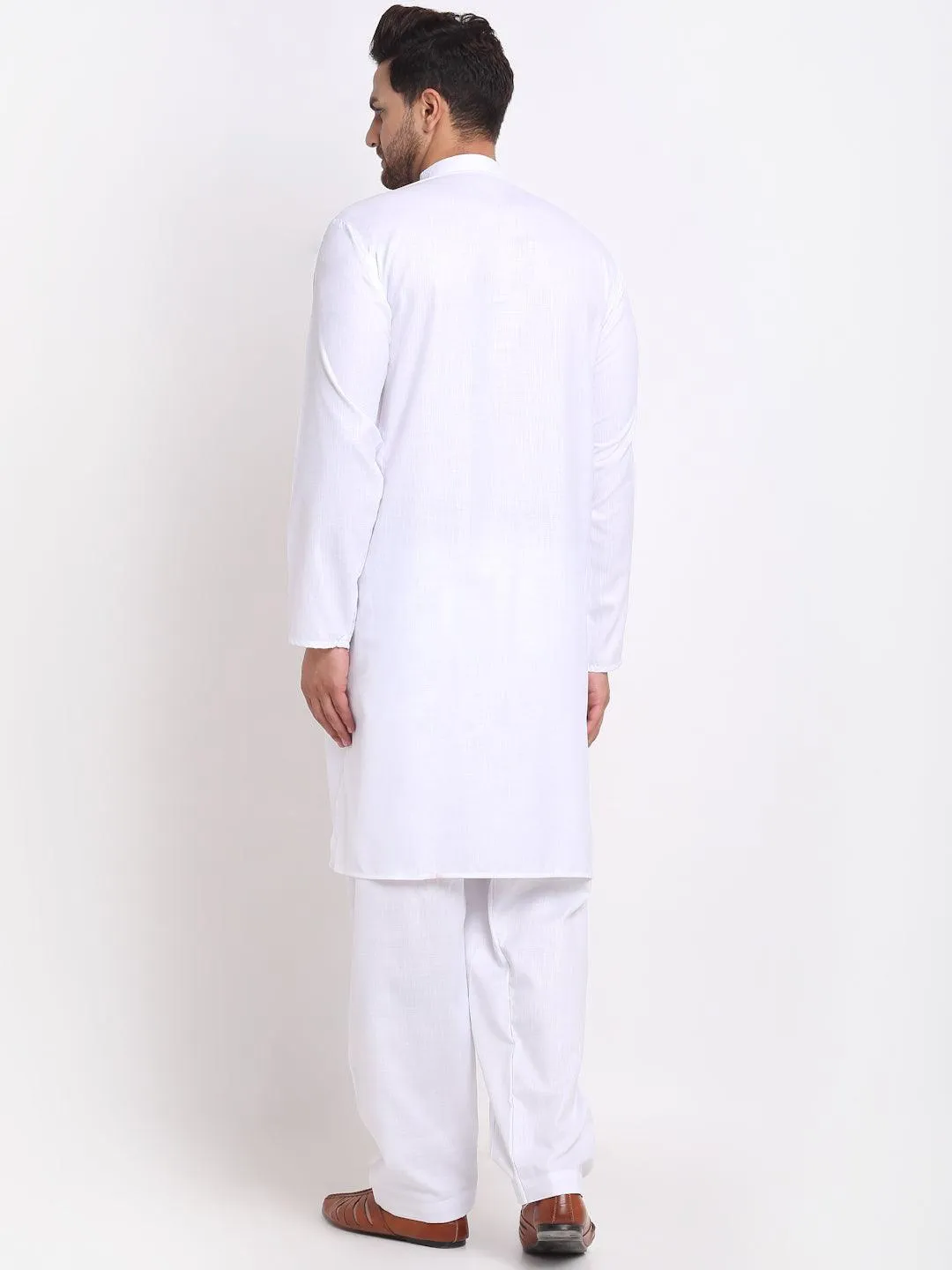 Men's White Solid Kurta With Salwar - Benstoke