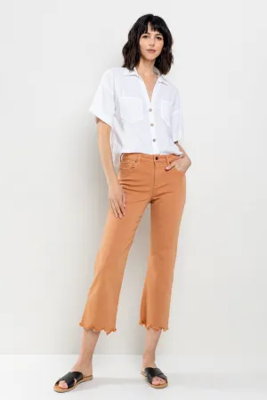 MID RISE STRAIGHT JEANS IN PHEASANT WITH FRAYED HEM  / SP-P10626PH