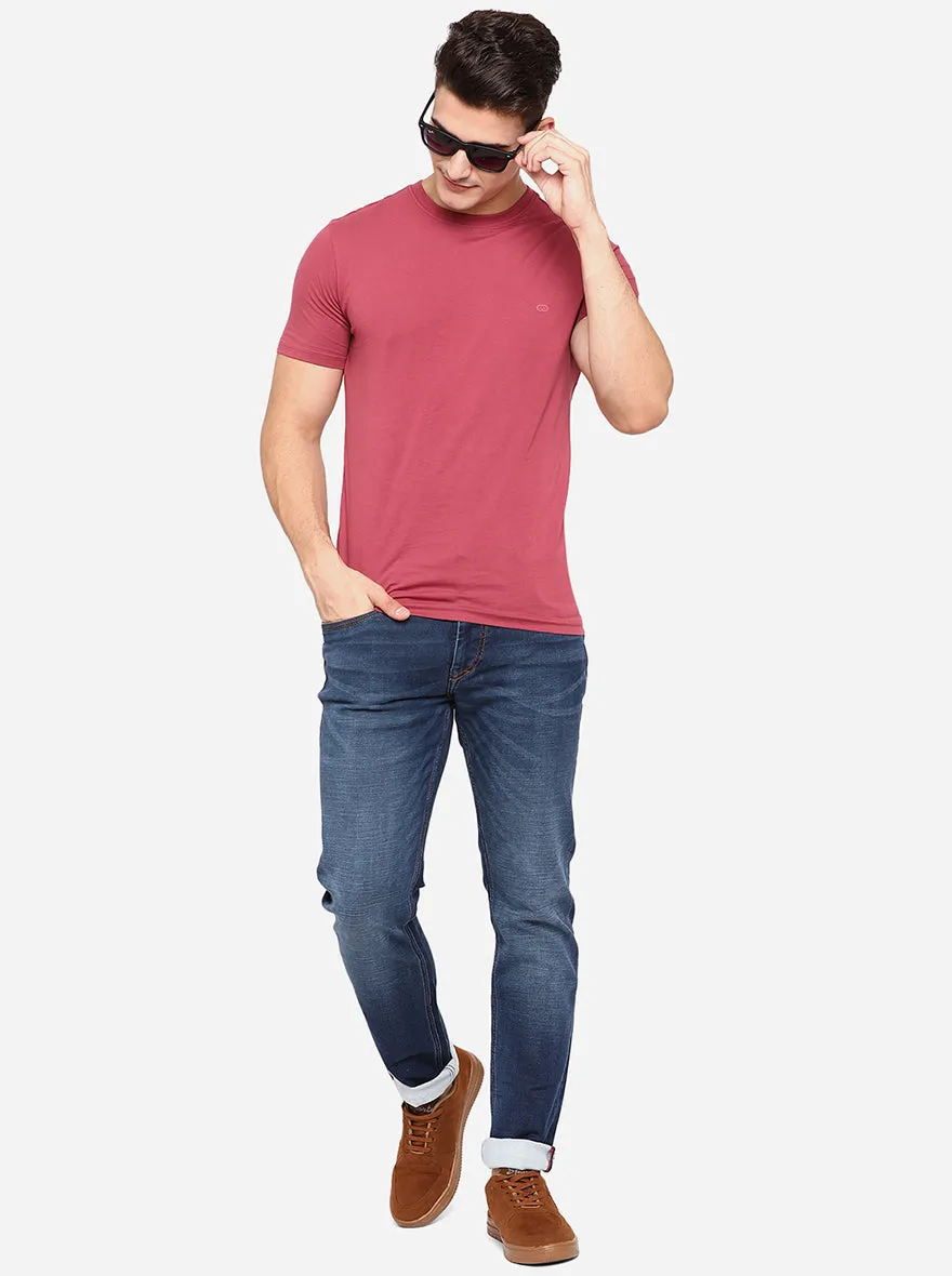 Mineral Red Solid Slim Fit T-Shirt | JadeBlue